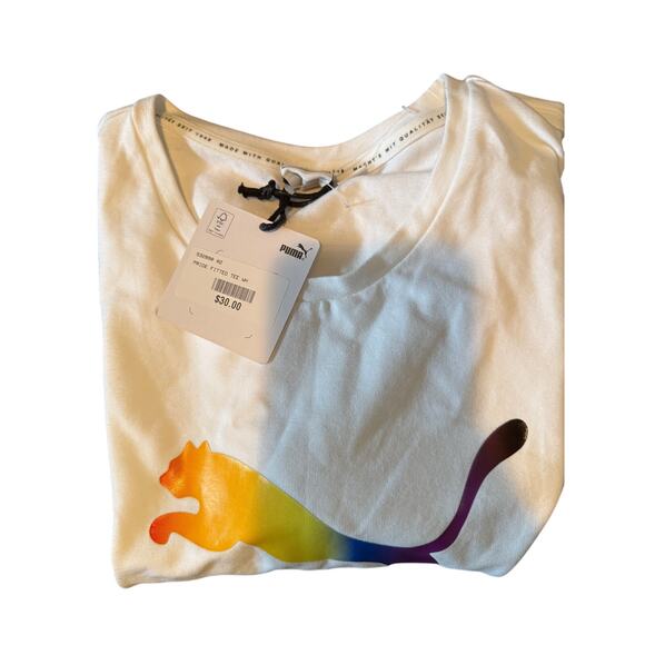 NEW PUMA Pride LGBTQ Fitted Tee Women’s Size Large White 532890-02 - Picture 3 of 6